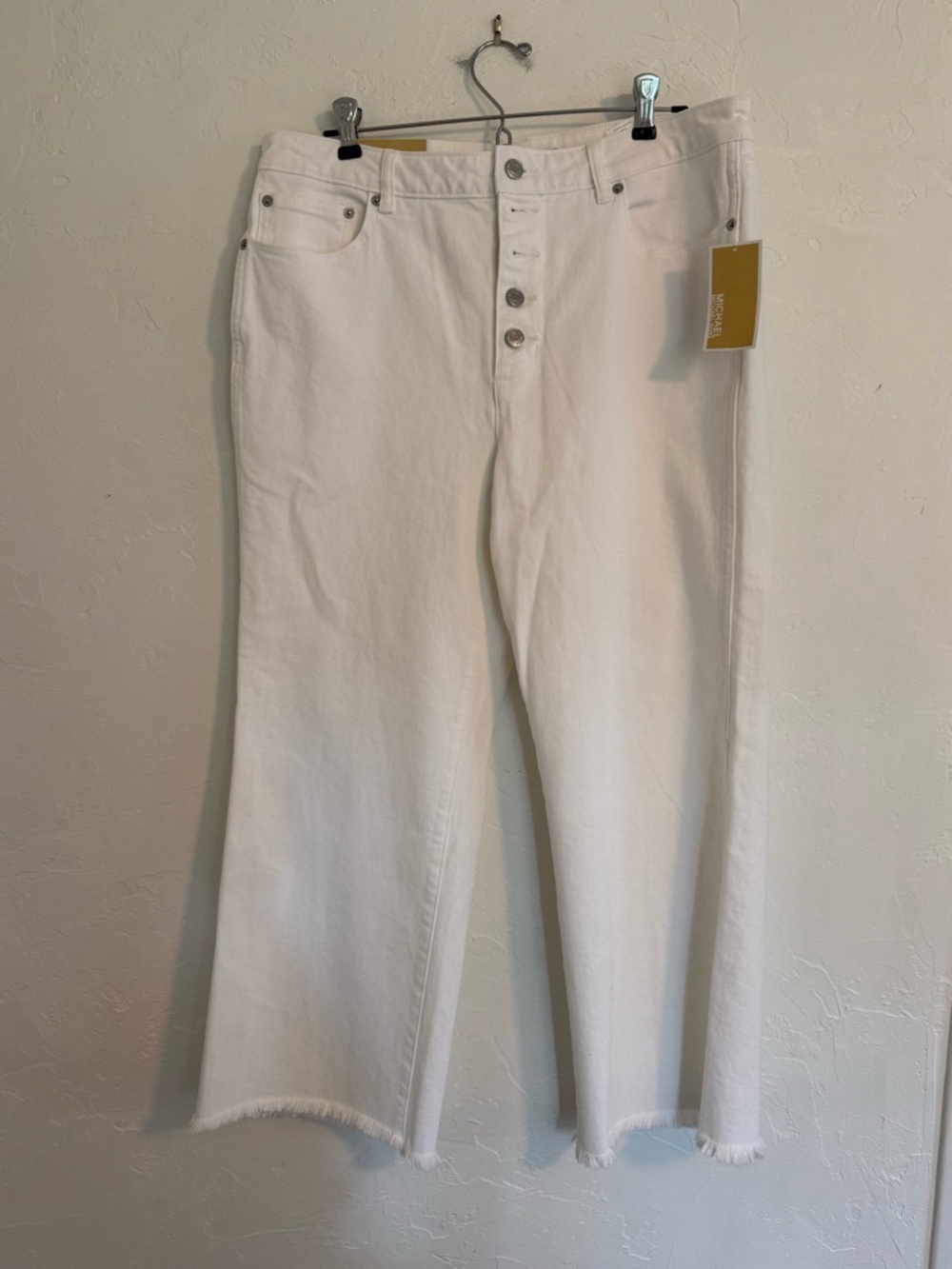Michael Kors Selma Cropped Flare Optic White Jeans 12 NWT